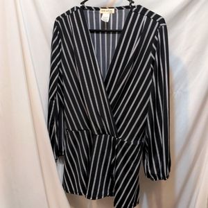 Faith and Joy Los Angeles black and white striped blouse size XL